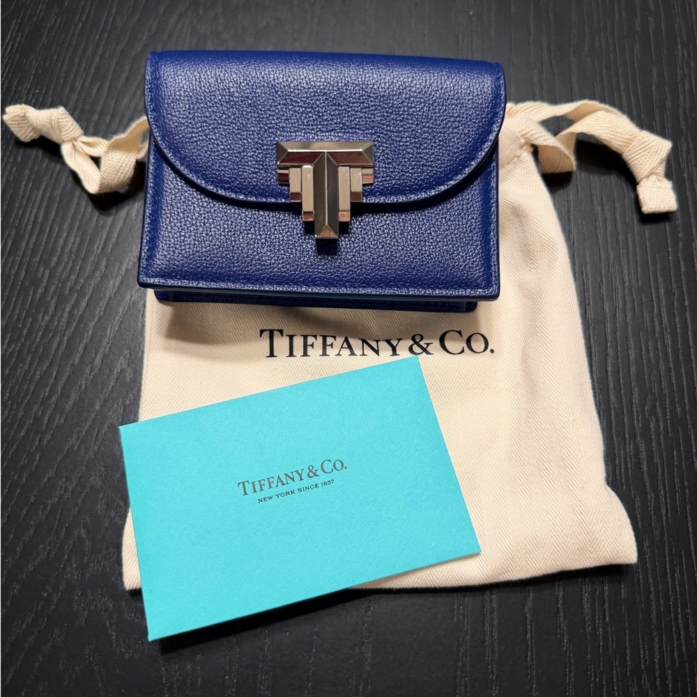Tiffany & Co. Navy Leather Card Holder